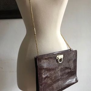 Vintage Ferragamo Snake Skin Shoulder Bag